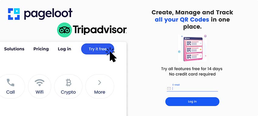 An overview of the page where you can create an account to create a Tripadvisor QR code