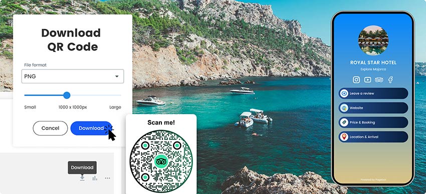 Tripadvisori QR-koodi valmis pildi allalaadimiseks klõpsake nupule "Salvesta ja lae alla".