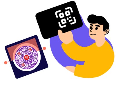 People taking business cards with Logo QR codes on them