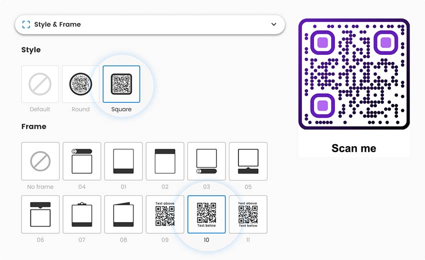 En la sección de diseño, cambiar el aspecto del código QR básico con logotipo