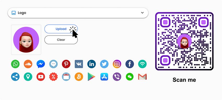 Choosing logos to add to the QR code