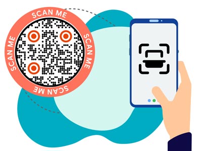 Ürituse sissepääs, kus külalised kasutavad telefonid, et skaneerida kohaloleku QR-koodi.
