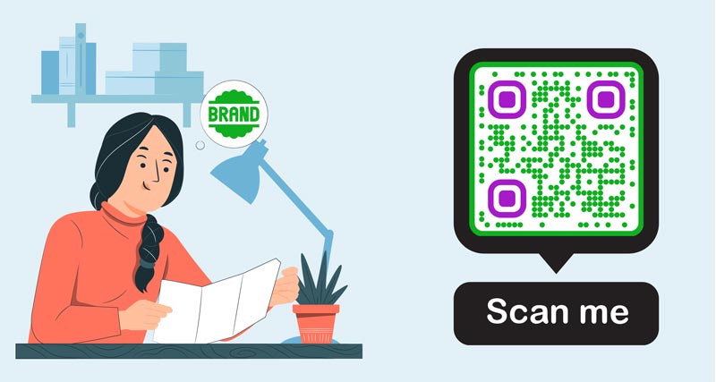 Organisatsiooni logo QR-koodi sees, mis on trükitud flaierile