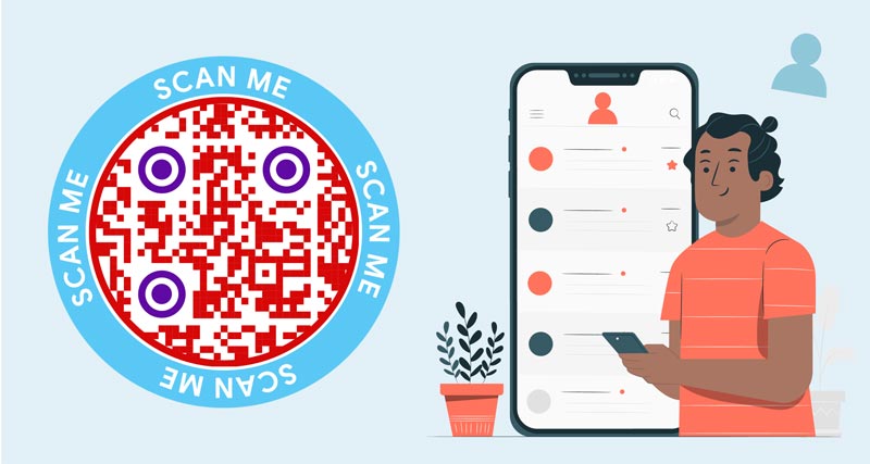 Külalise telefonis avanenud QR-koodi nimekiri, millel on hägused nimed ja kontaktandmed
