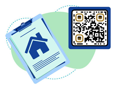 Clientes revisando los documentos de su casa a los que accedieron escaneando un código QR de una inmobiliaria