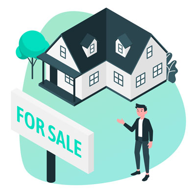 Impresión de rótulos inmobiliarios con código QR para pegar en el suelo junto a las casas en venta