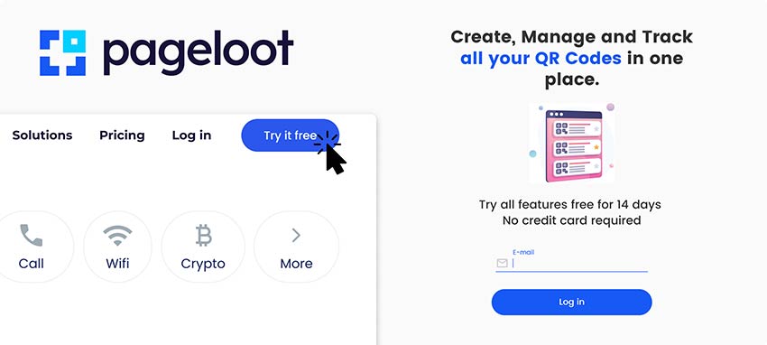An overview of the page where you can create an account to create a real estate QR code