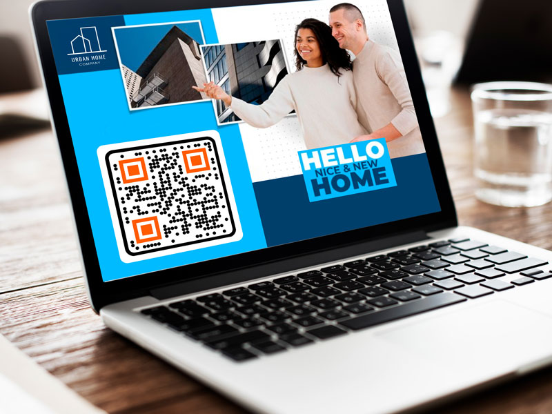 Anuncios en línea que muestran el código QR de la inmobiliaria con listados de casas
