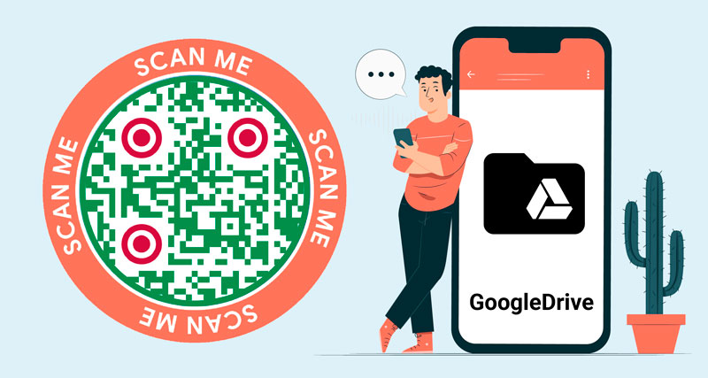 Código QR de Google Drive abierto en un teléfono