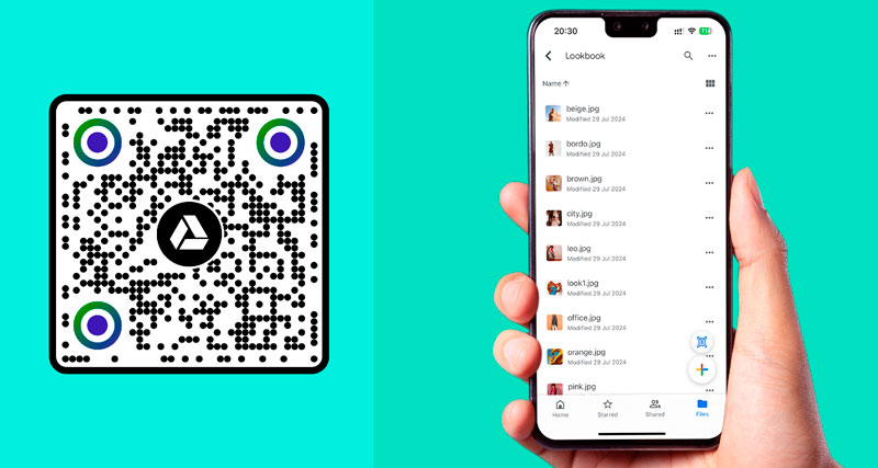 Vista previa de una carpeta de códigos QR de Google Drive