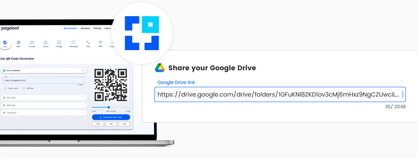 The Google Drive QR code generator preview