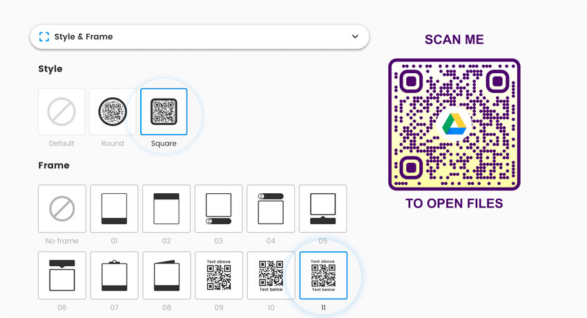 Customizing the QR code for Google Drive