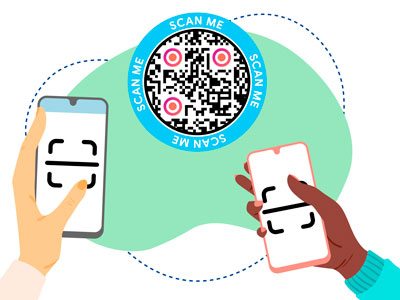 Inimesed, kes saadavad üksteisele QR-koodide fotosid