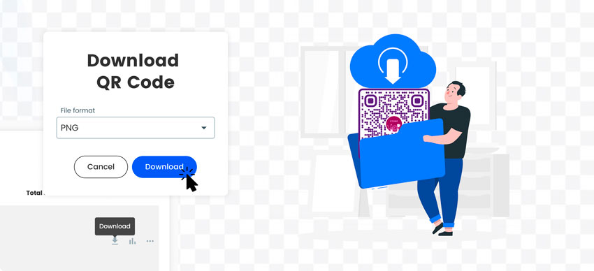 Clicking on the ‘download’ button in the generator tool