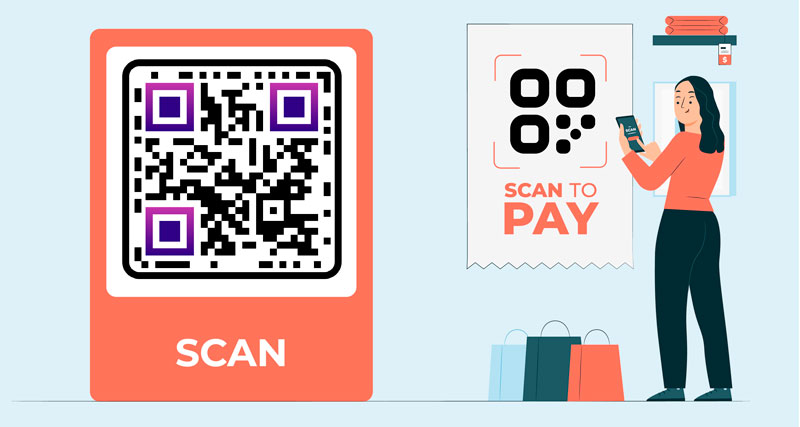 Una persona que intenta escanear el código QR dañado con su dispositivo.