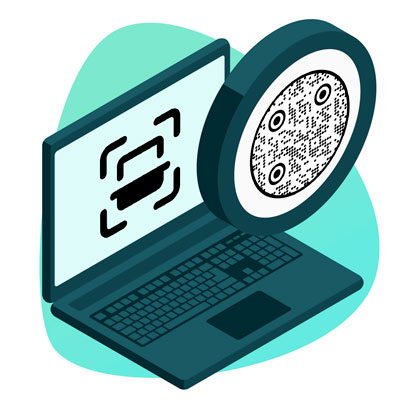 Aplicación de escritorio abierta con un escáner de código QR