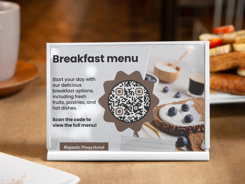 Un código QR de WiFi escaneado por un cliente en una cafetería