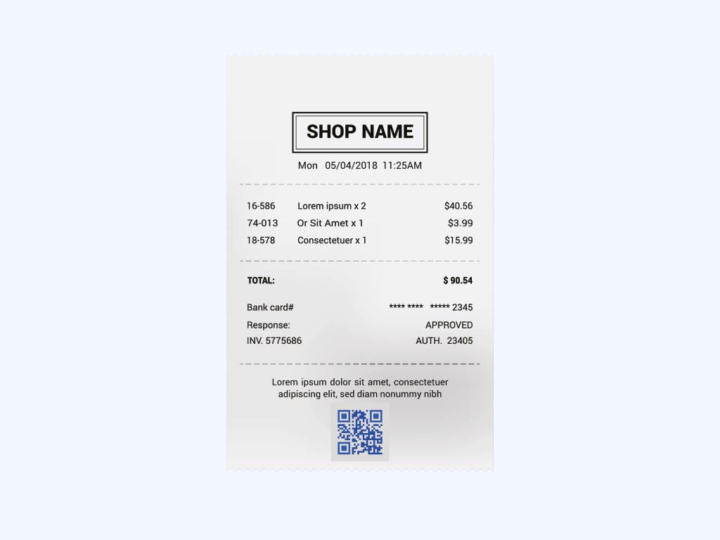 Código QR en un recibo