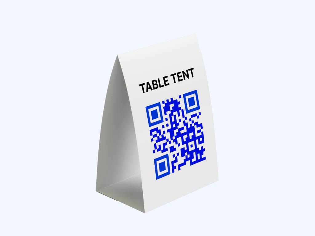 Código QR en una carpa de mesa