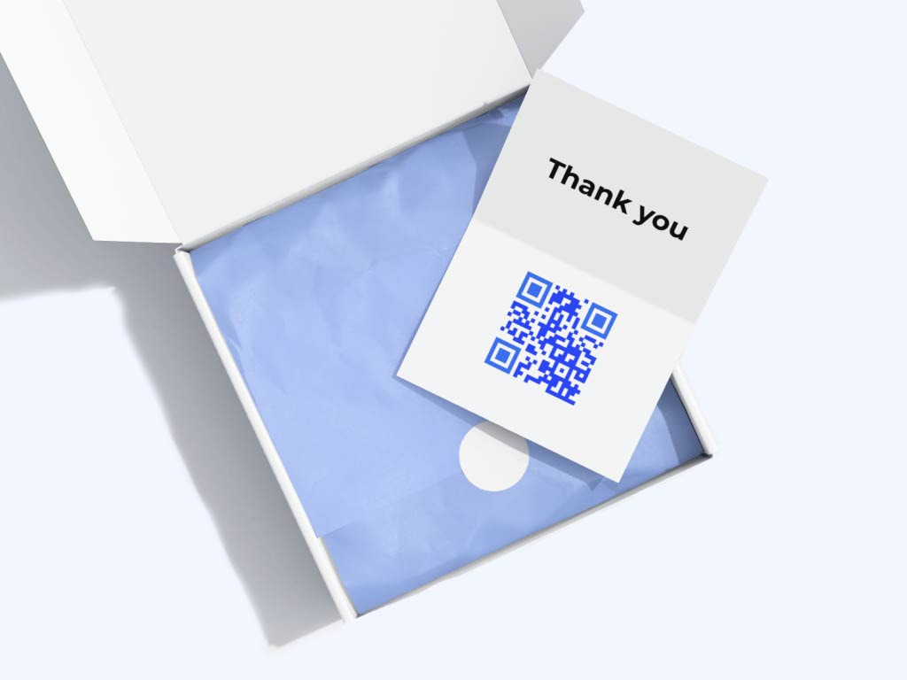 Código QR en una tarjeta de agradecimiento