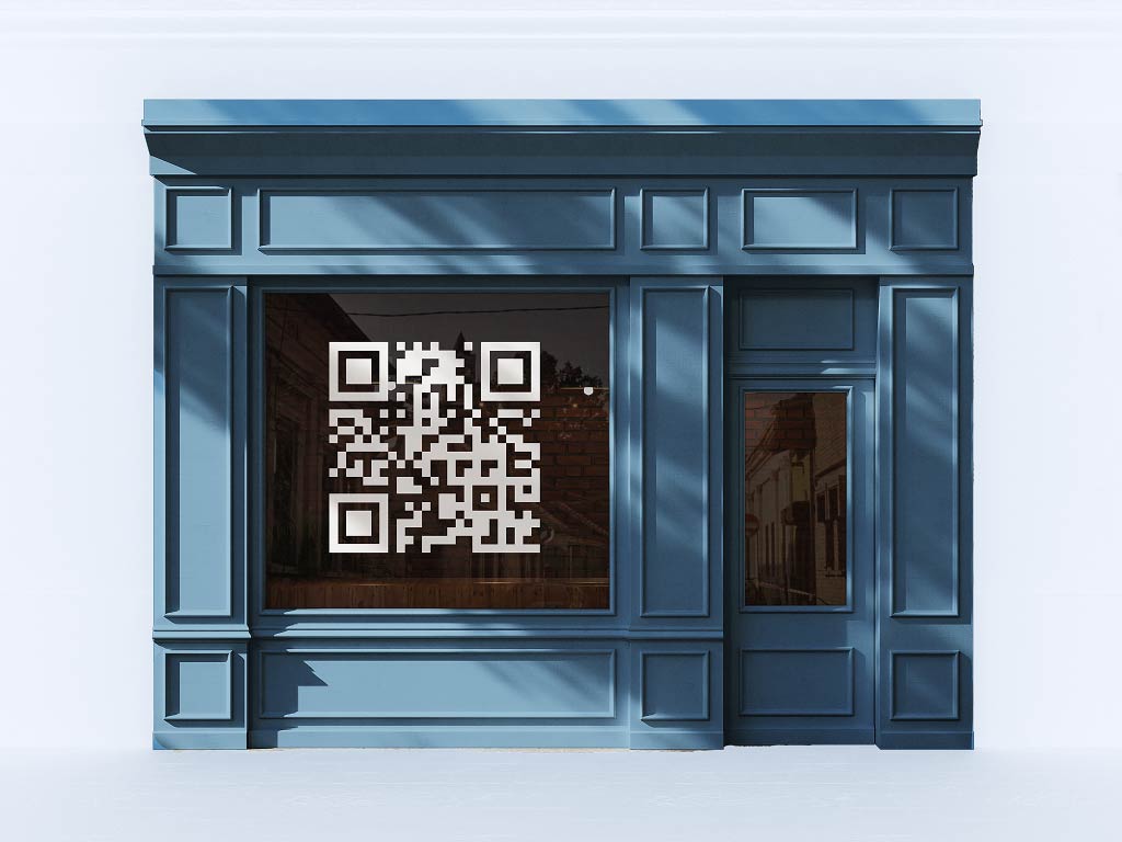 Código QR en el escaparate de una tienda